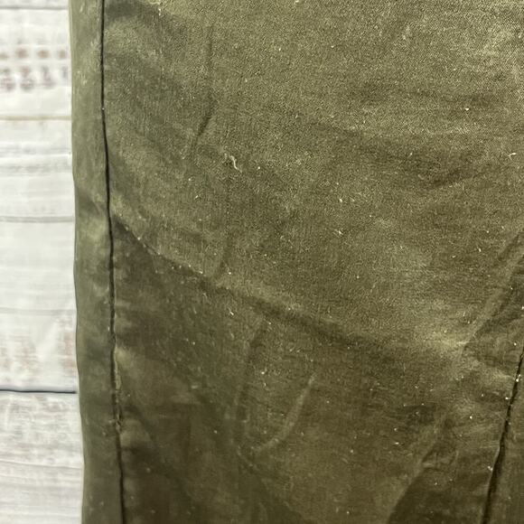 Mystree Skirt size Large Olive Green Satin Midi A Line Modest Church Casual Slim - Picture 7 of 11